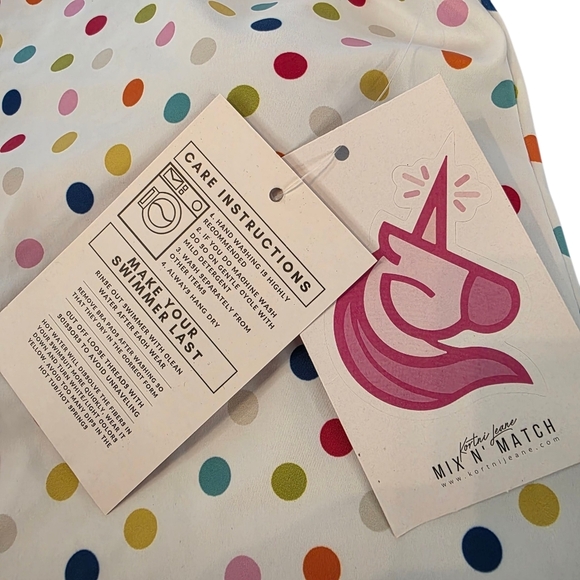 🌈✨ Kortni Jeane Ruffle Strap Mix & Match Swim Top 2XL – Rainbow Polka Dot NWT - Picture 3 of 7